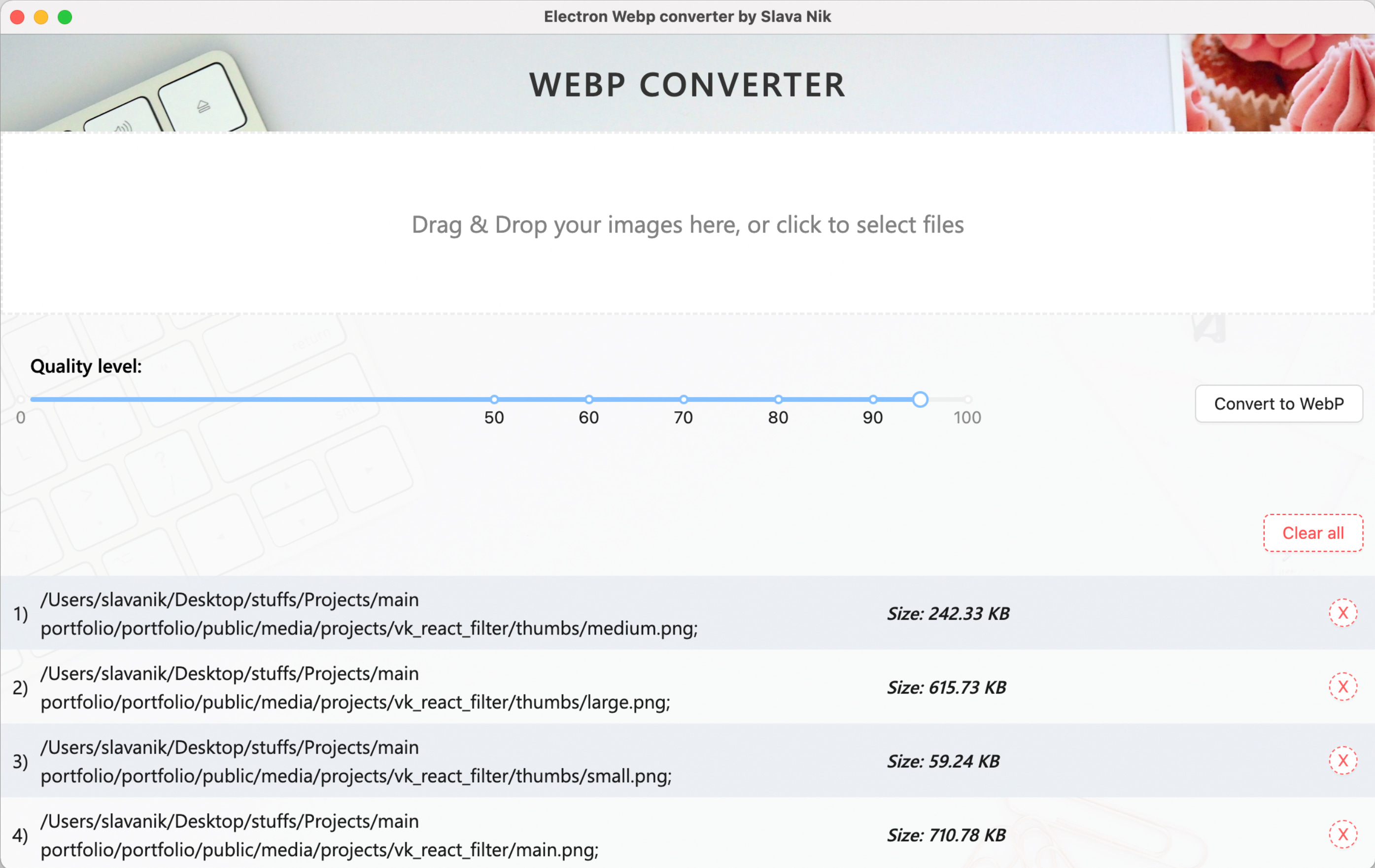 WebP converter - Electron desktop app